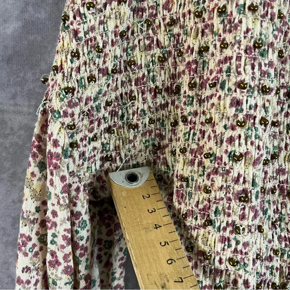 Free People Kadence Robe Duster Womens S / P Beige Bead Hippie Boho **READ**